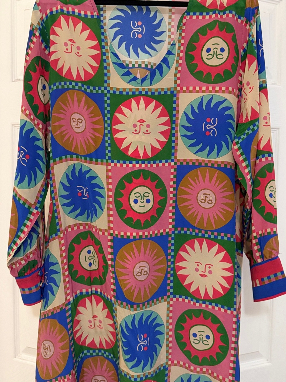 Johnny Was Multicolor Sun-Face Print Kids Long-Sleeve Top